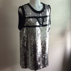 Oversize silver and black sequin Jersey